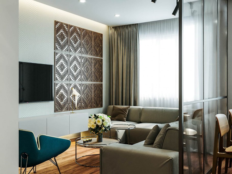 Зеркальная 3d панель vodorosli