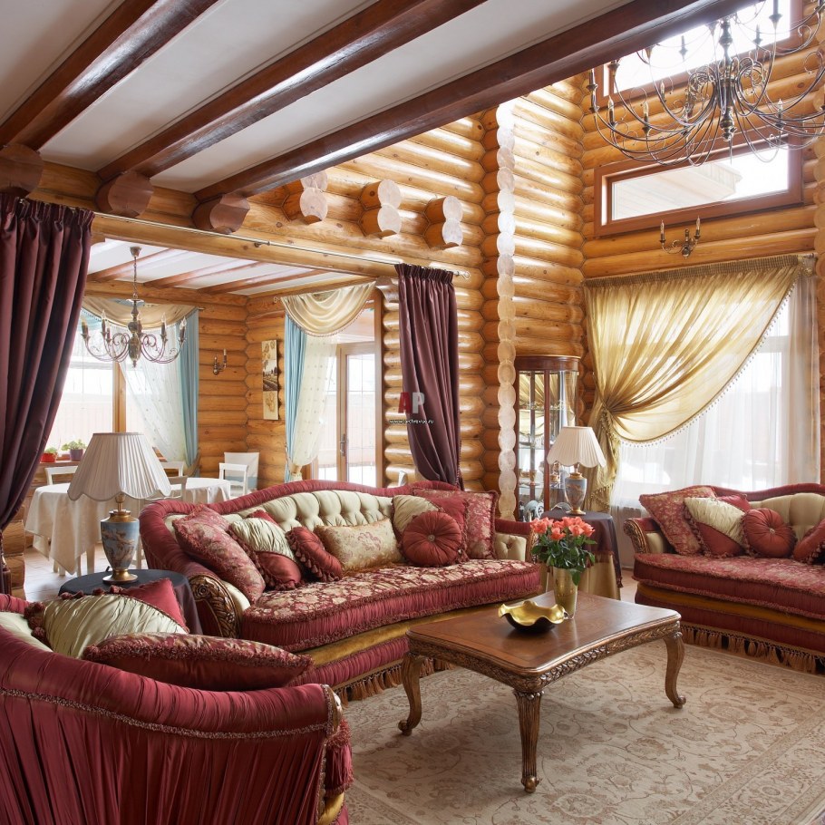 Интерьеры домов из клееного бруса