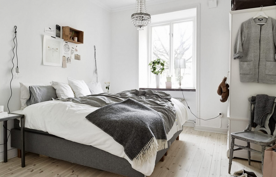 Спальня в стиле Сканди кровать