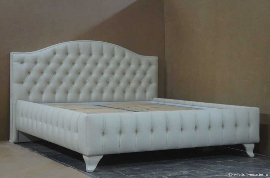Кровать Элизабет каретная стяжка белая