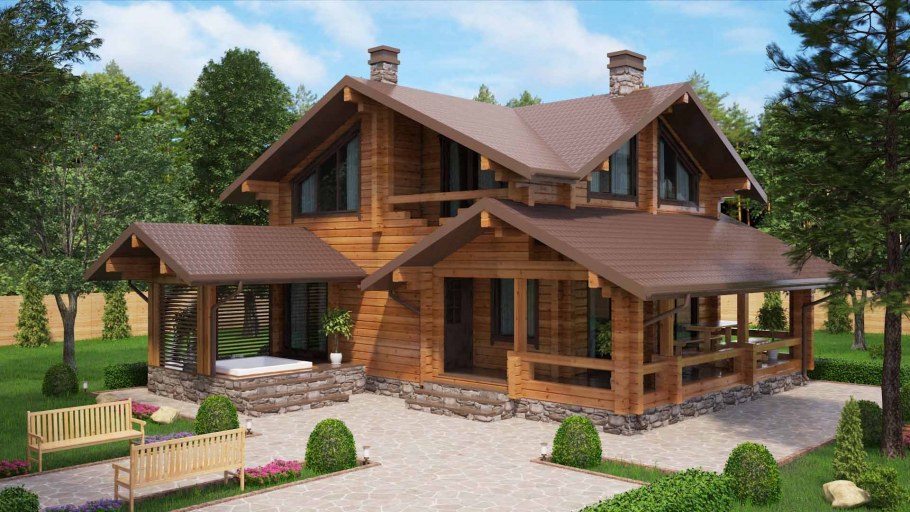 Красивый дом из клееного бруса