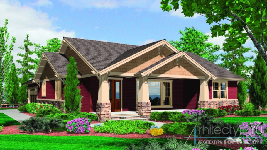 Красивый одноэтажный дом