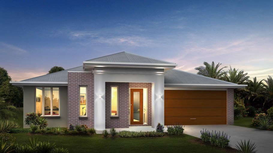 Стильный одноэтажный кирпичный дом