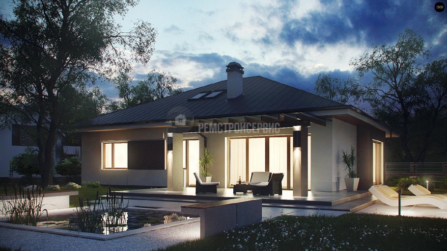 Z500 проекты одноэтажных домов с террасой