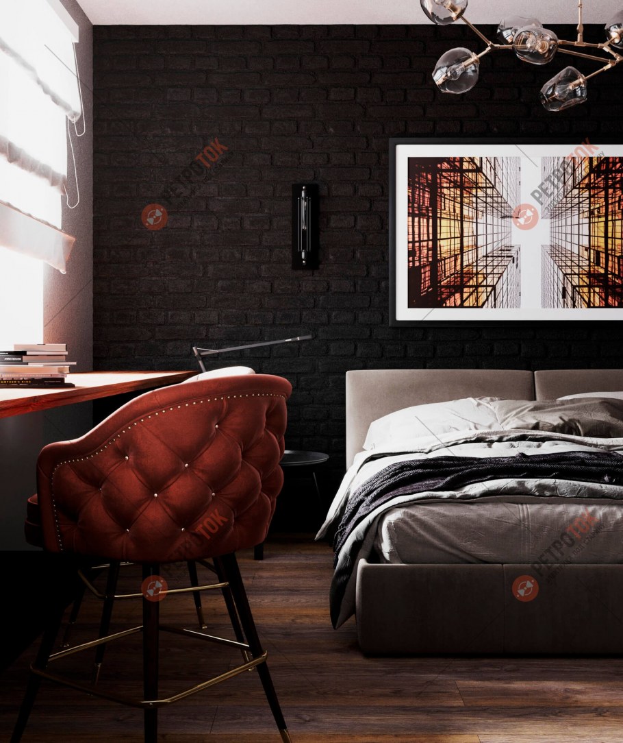 Черный кирпич в интерьере