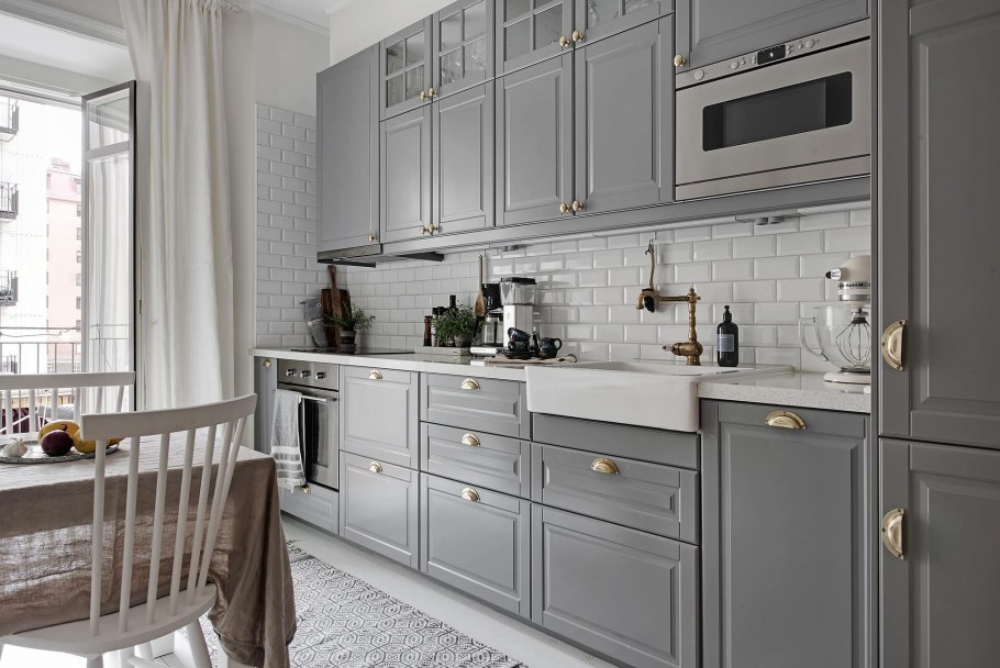 Кухня икеа серая лидинго