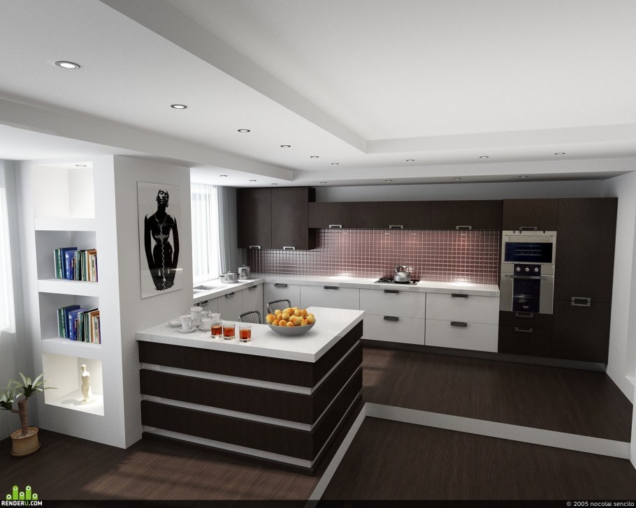 Кухня гостиная Хай тек