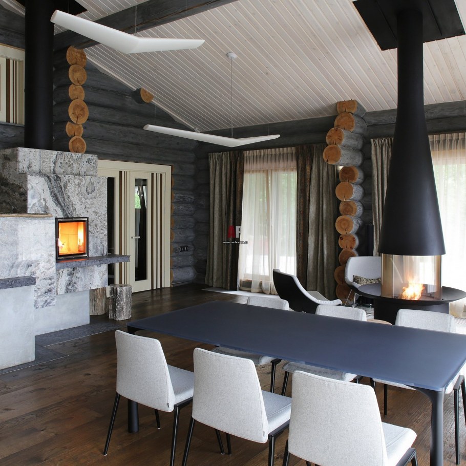 Интерьер дома из бревна