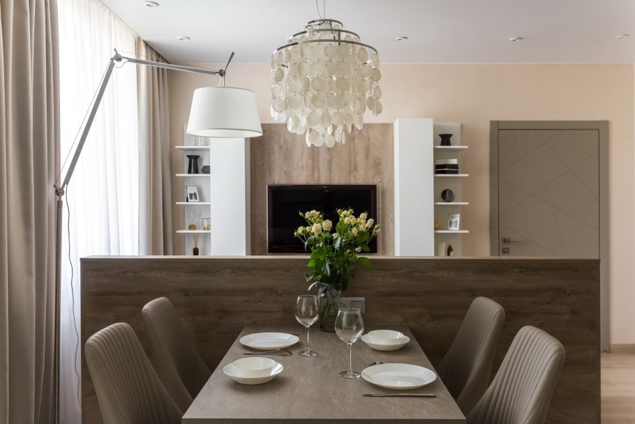 Гостиная совмещенная со столовой