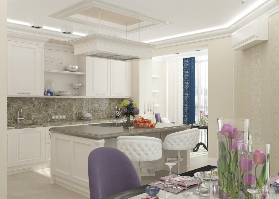 Кухня интерьер светлая с зеркалами