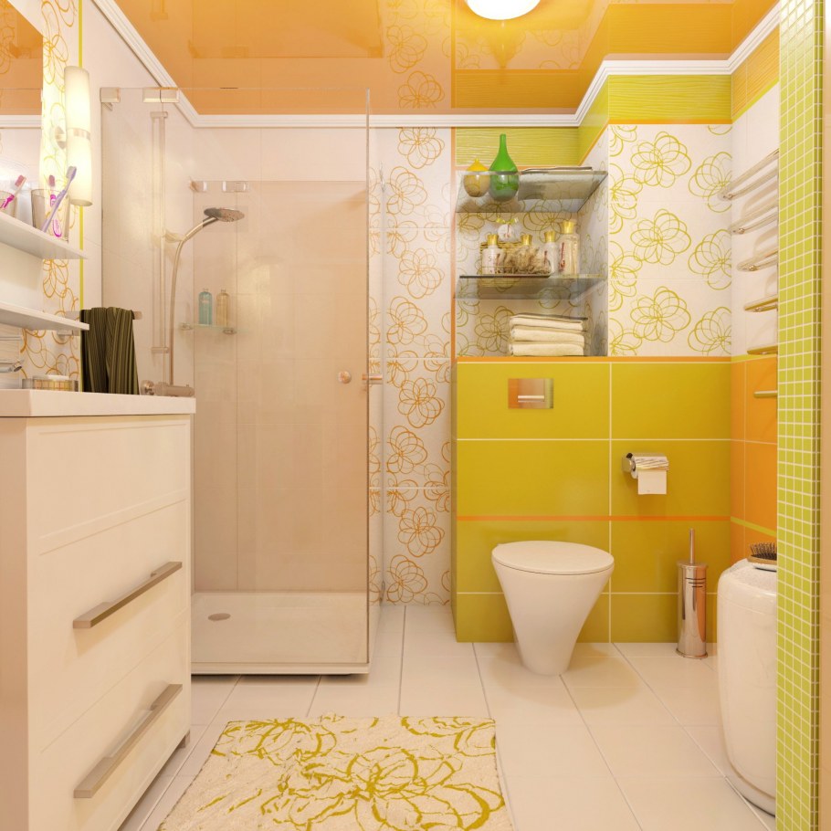 Серо оранжевая ванная