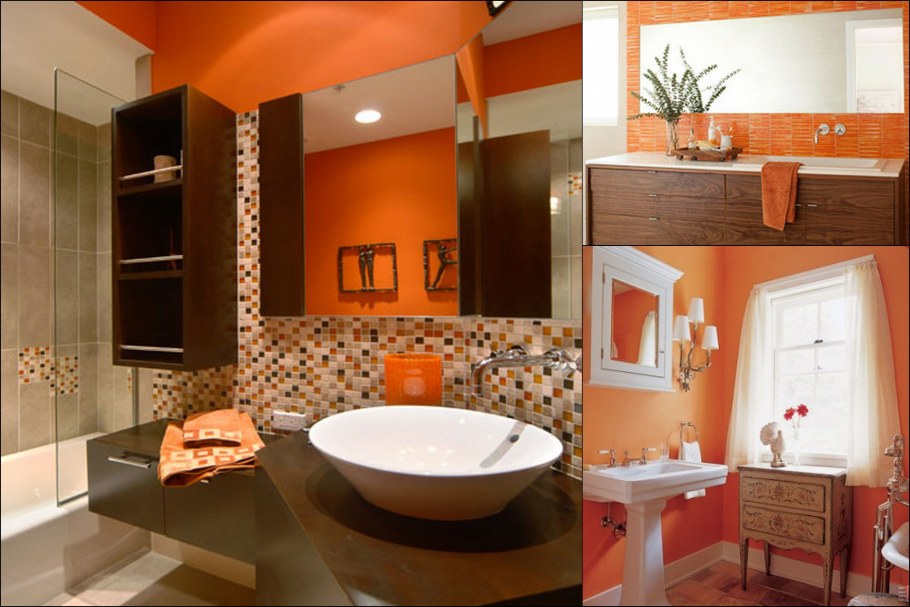 Ванные комнаты в оранжевом цвете