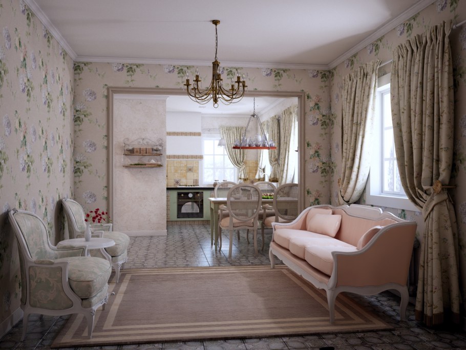 Прованс в интерьере гостиной