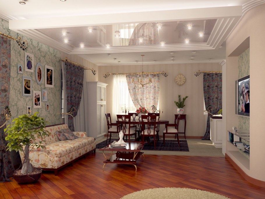 Зал в стиле Прованс в квартире