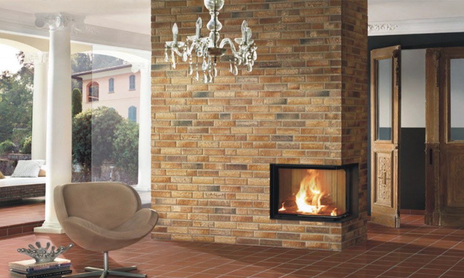 Отделка печи клинкерной плиткой