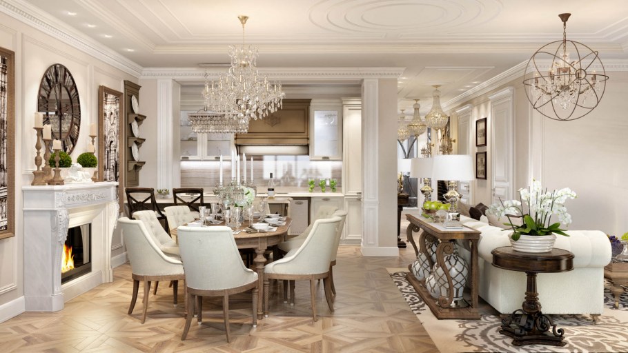 Кухня гостиная в стиле современной классики