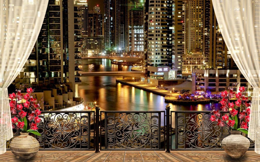 Красивый вид из окна на город