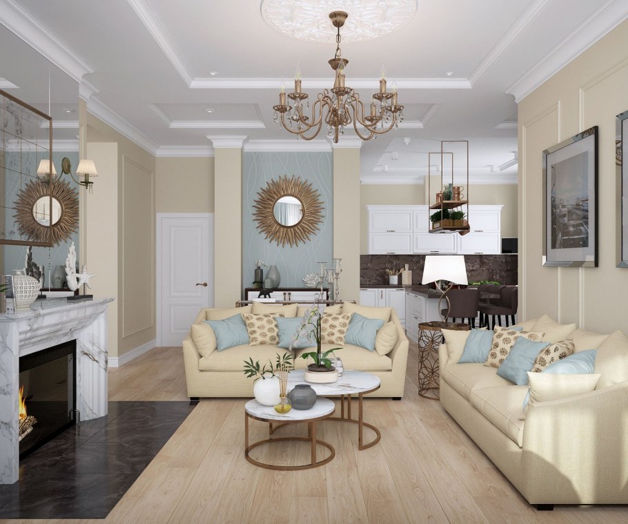 Гостиная в стиле американская классика