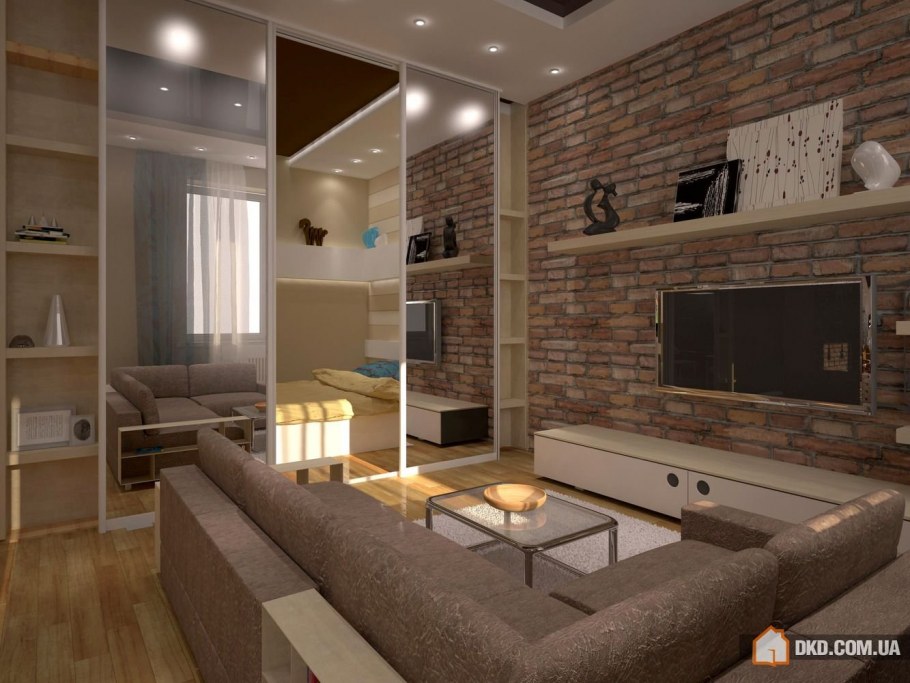 Спальня гостиная в стиле лофт