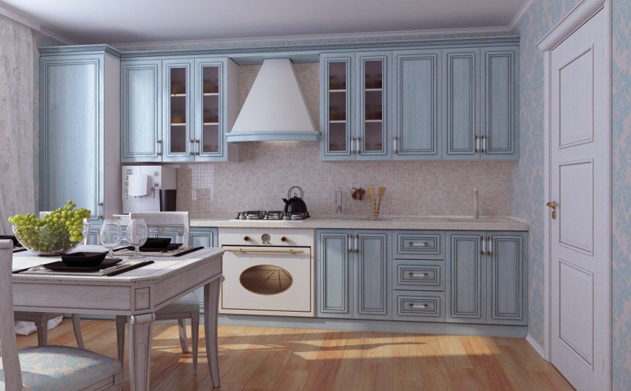 Голубая классическая кухня