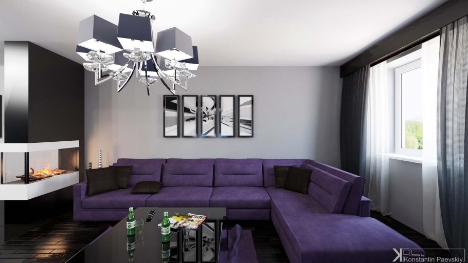 Минимализм интерьер фиолетовый цвет