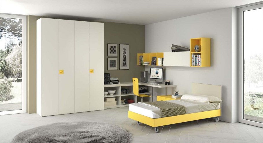 Шкафы желто-серые для подростка