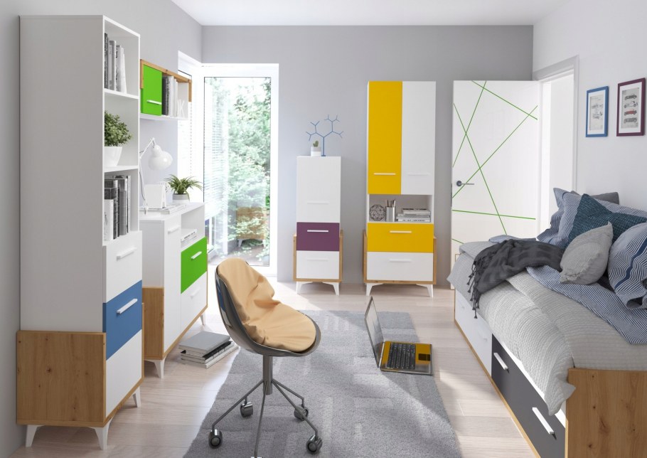 Детская мебель бело желтая