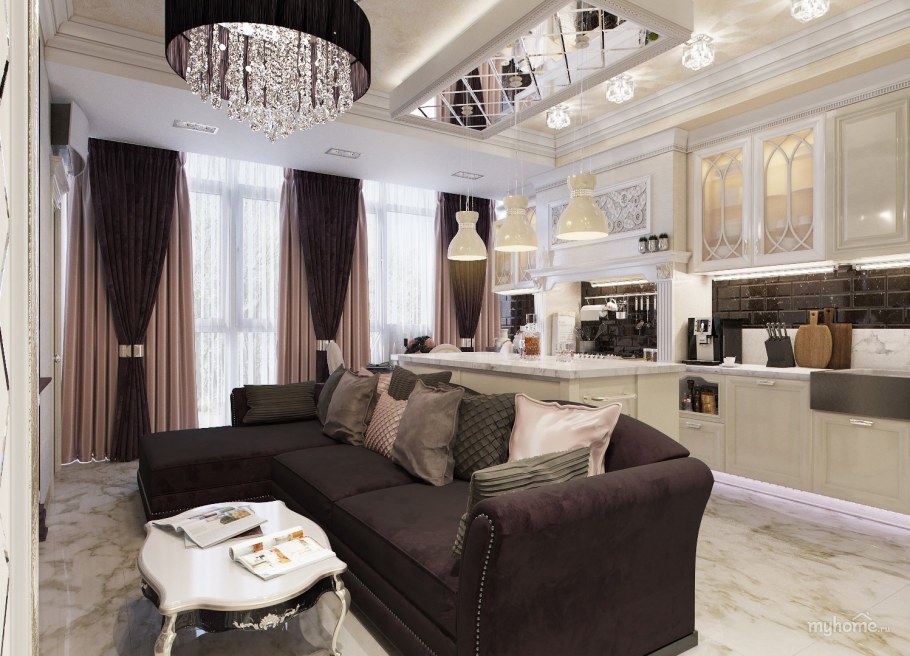 Кухня-гостиная в стиле арт деко