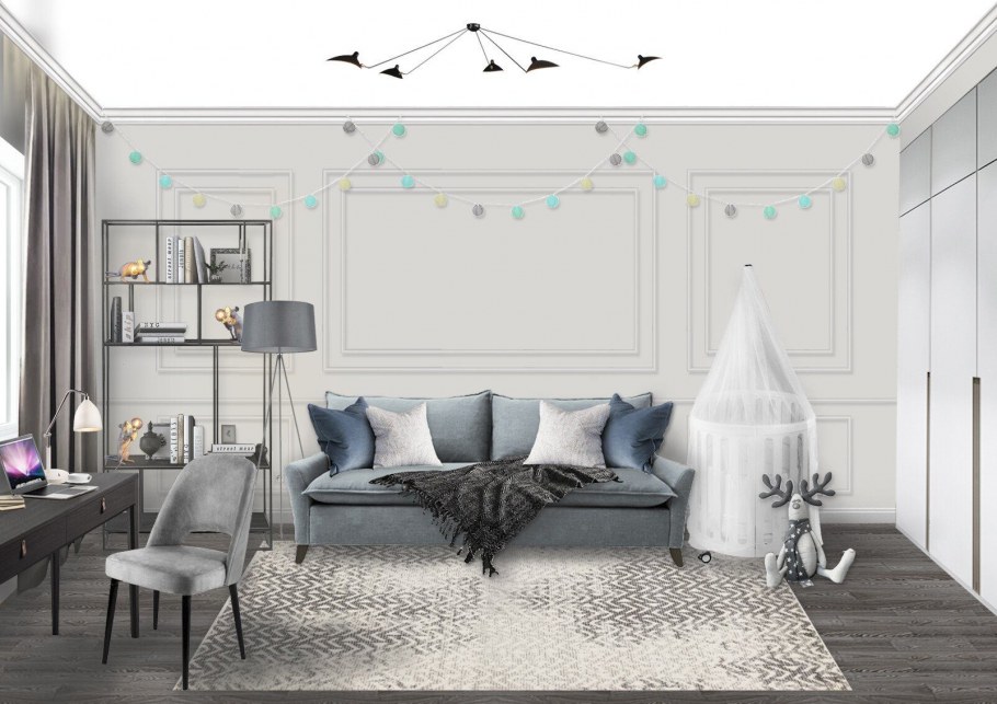 Детская комната современная классика голубой