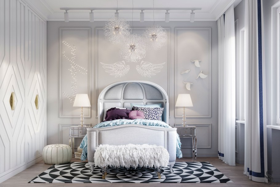 Белая детская комната с пастельными акцентами для малышей