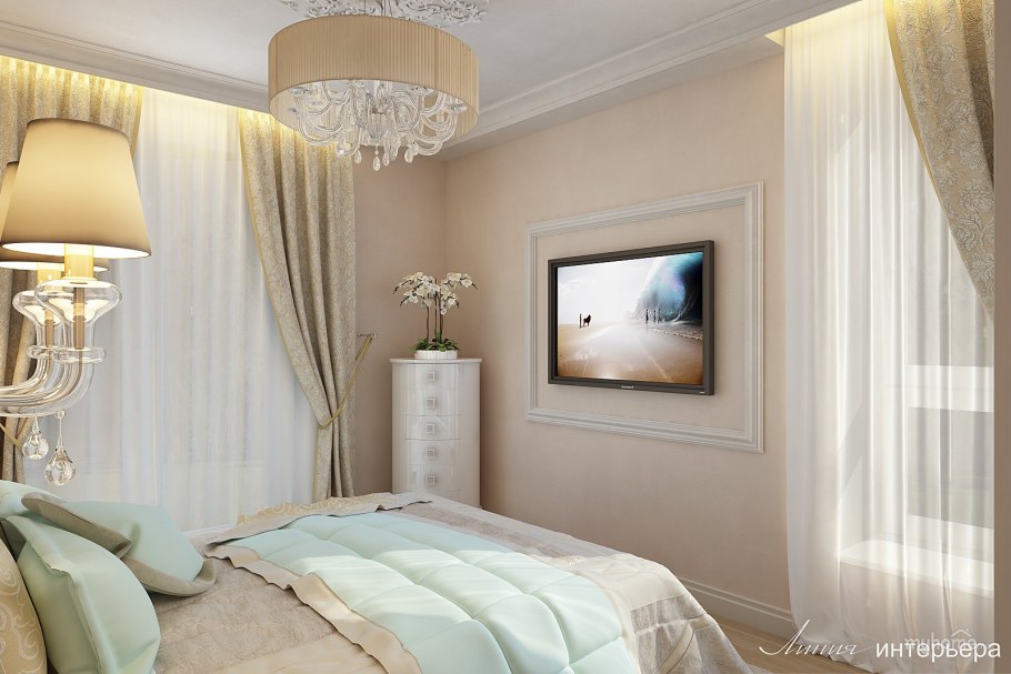 Спальня в классическом стиле пастельные тона