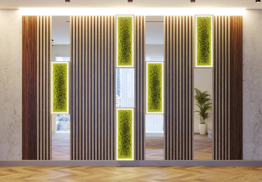 Реечные перегородки в интерьере гостиной