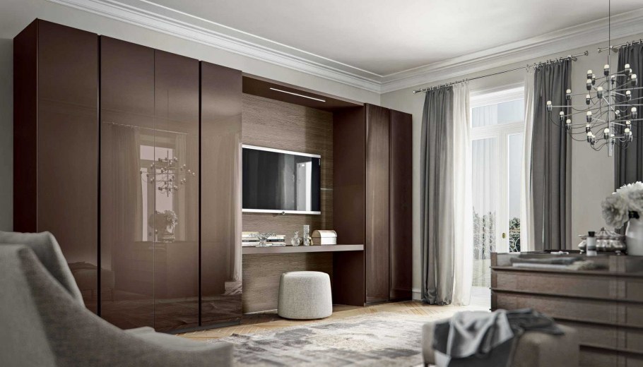 Встроенный шкаф в гостиную в современном стиле