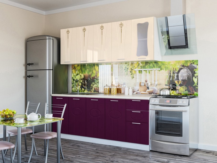 Кухня Сити бордо ваниль
