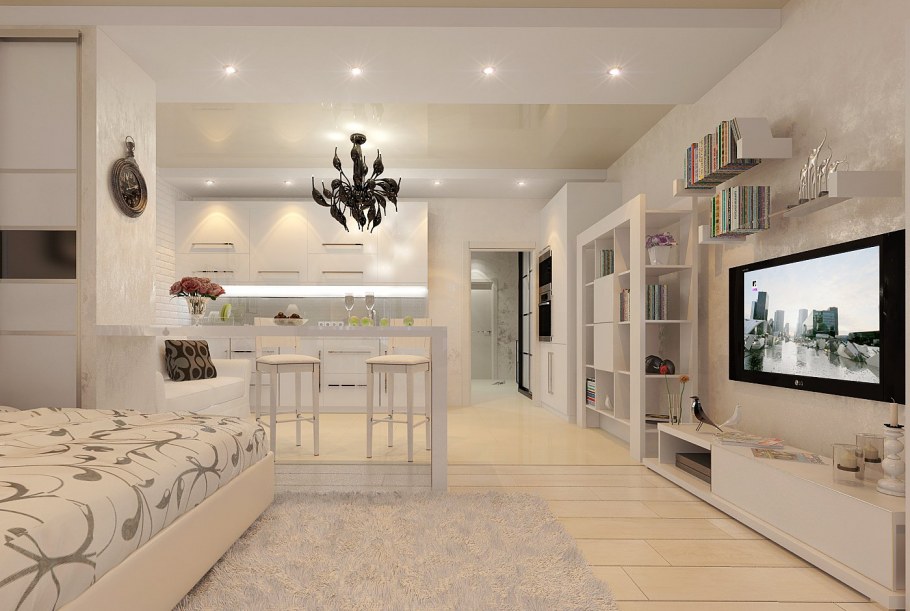 Интерьер однушки в светлых тонах