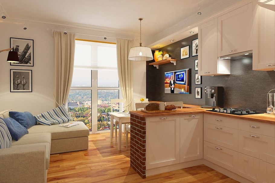 Встроенный диван на кухне