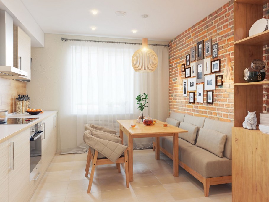 Кухни с диваном в интерьере 11 кв