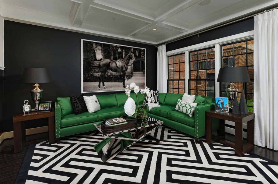 Зеленые шторы в интерьере