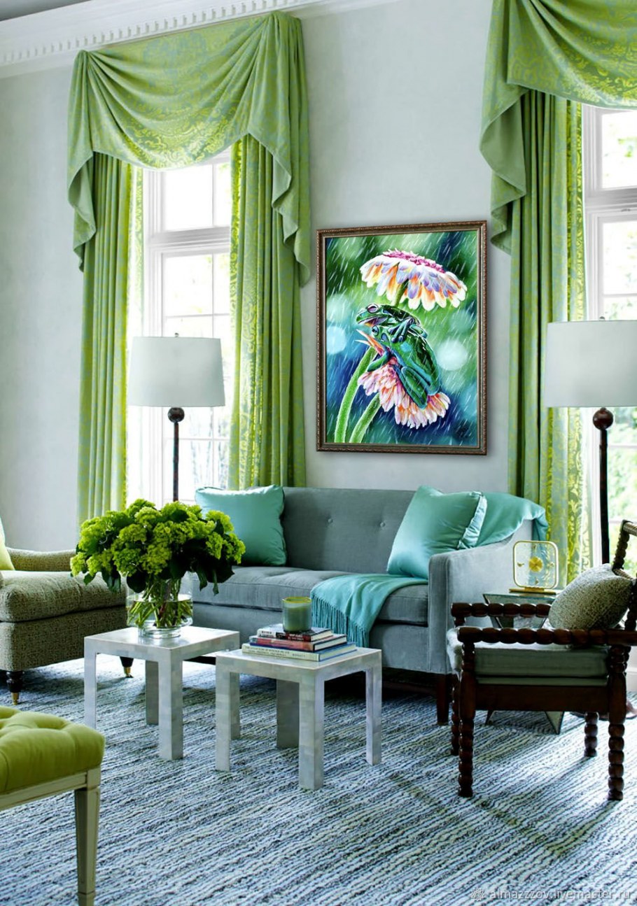 Черно салатовый интерьер