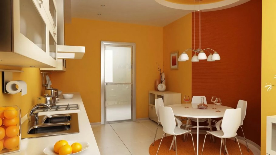 Обои в интерьере кухни