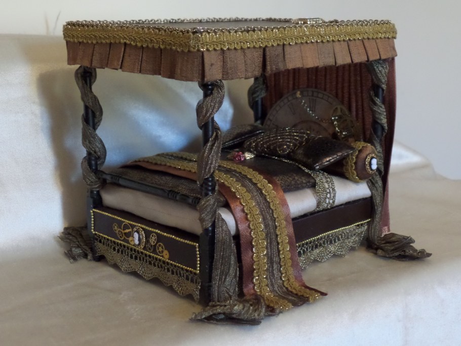 Комната в стиле стимпанк с кроватью