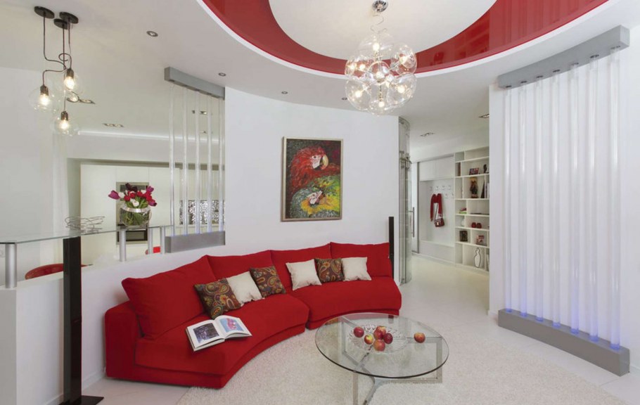 Гостиная в красных тонах