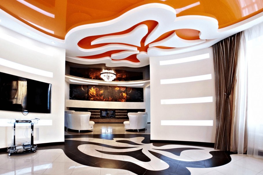 Многоуровневые потолки в интерьере