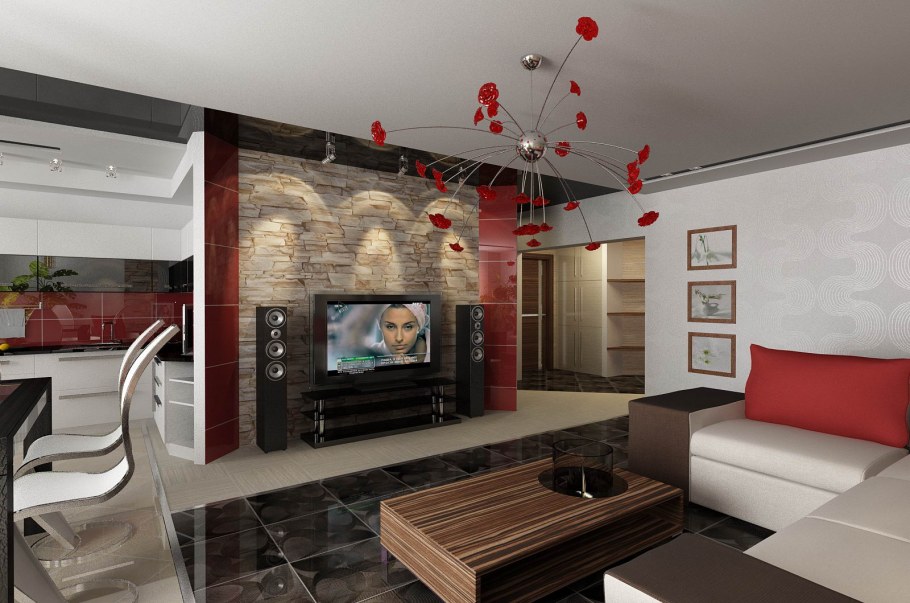 Зал совмещенный с кухней