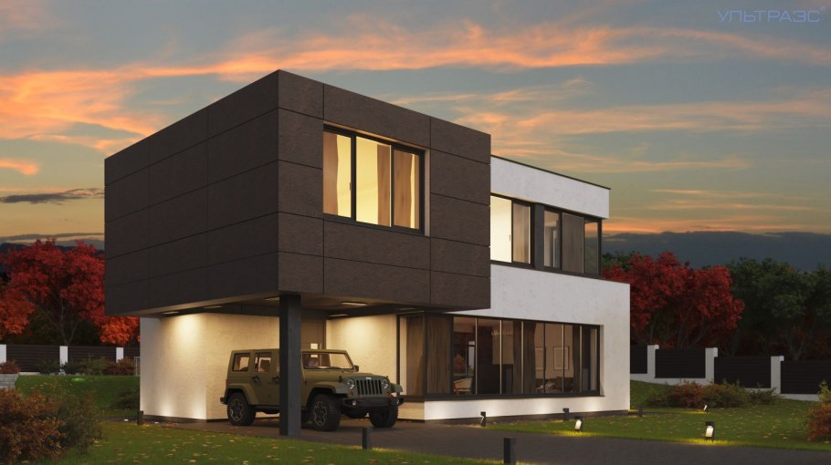 Дом в стиле Минимализм двухэтажный