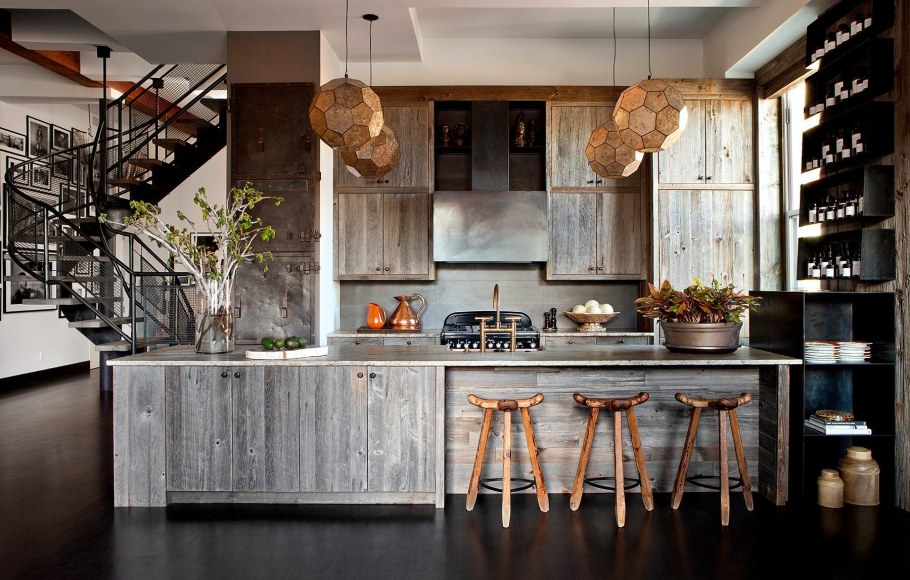 Лофт в Нью-Йорке интерьер кухня