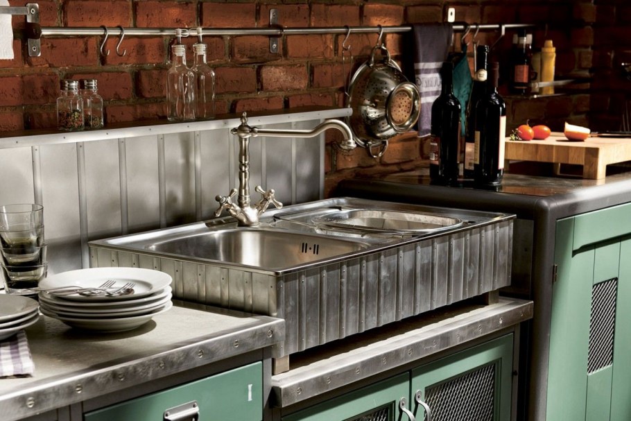 Мойка на кухне в стиле лофт