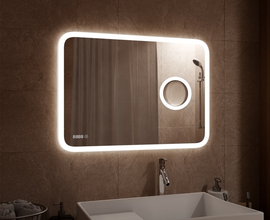 Зеркало Bliss led 1000х700 с часами