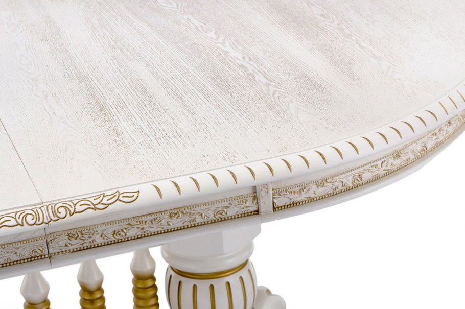 Стол Кантри 120 молочный с золотой патиной