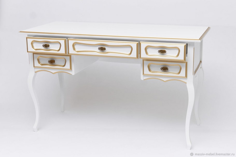 Письменный стол Сиена бодега белый, патина золото